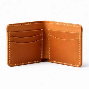 Portefeuille en cuir véritable pour homme, nouveau design, pliable et fin, avec impression sur le devant - Product Image 4