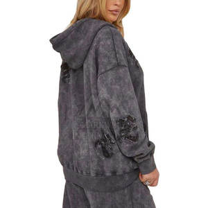 Survêtements pour femmes à lavage acide, design personnalisé, faible MOQ, utilisation en extérieur, vêtements pour femmes, survêtement uni - Product Image 4