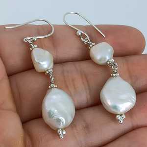 Pendientes Colgantes de Perlas Barrocas, Joyería Boho Hecha a Mano, Plata de Ley, Regalo para Ella en Cumpleaños, Aniversario, Navidad, Día de San Valentín - Product Image 1
