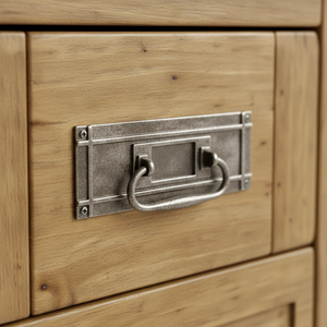 Table d'appoint moderne avec 2 tiroirs, couleur naturelle, bois d'hévéa, MDF, meubles de salon et de salle à manger - Product Image 3
