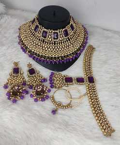 TRADITIONNEL & FANTAISIE ANTIQUE DESIGNER BIJOUX DE MARIÉE PLAQUÉ OR ET CZ ZIRCON ENSEMBLE DE COLLIER DE MARIAGE ET POUR FEMMES ET FILLE - Product Image 4