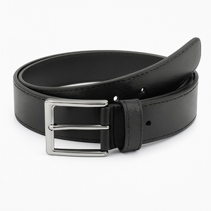 Ceinture en cuir noir de qualité supérieure pour hommes à boucle ardillon | Vêtements de cérémonie et décontractés | OEM disponible - Product Image 1