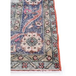 Tapis en laine noués à la main vintage rouge et orange Pae-2411 – Nouveau tapis de salon avec motifs abstraits rectangulaires et médaillon pour couloir - Product Image 4