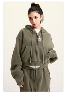 High Quality <b>Women's</b> Casual Printed Solid Two-Piece Set Vintage Washed Hoodies Maxi <b>Skirt</b> Tracksuit for Winter - Product Image 4