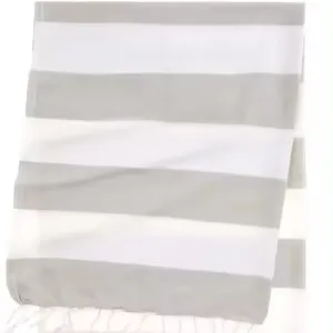 Pearl Grey 100% Cotton Material Woven Process Striped Turkish Towel Large Bath Towel