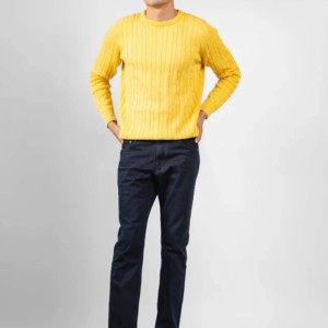 Suéter de punto de algodón 100% transpirable para hombre, jersey de cuello informal de Color sólido de talla grande, estilo TWINSET de primavera, totalmente personalizado - Product Image 1