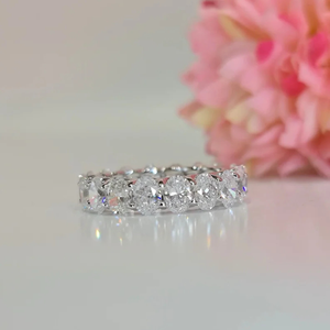 แหวนแต่งงานเพชรแล็บทรงรี 6 กะรัต คุณภาพ VS สี EF ชุบทองคำขาว 14K ดีไซน์ทันสมัยสำหรับผู้หญิง - Product Image 2