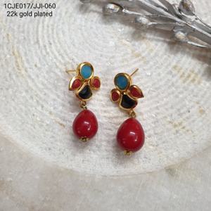 ต่างหูเม็ดกลมหลากสีชุบทองประดับลูกปัดสีแดงเครื่องประดับแฟชั่นทันสมัยเครื่องประดับสำหรับสวมใส่ในชีวิตประจำวัน - Product Image 1