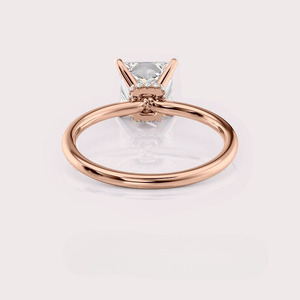 IGI Certified Princess Shape Lab Created Diamond Engagement <b>Ring</b> 14K White / Yellow & Rose Gold Hidden Halo Bridal <b>Ring</b> - Product Image 3