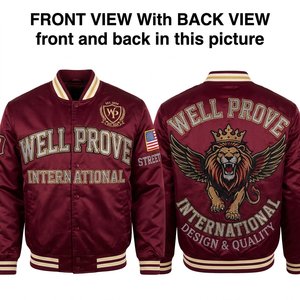 Chaqueta Varsity Personalizada de Lona Gruesa de 350 GSM, Mezcla de Poliéster/Algodón, con Capucha y Protección Contra el Viento, Parche de Chenilla, Azul Marino - Product Image 5
