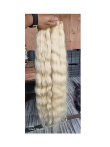 Extensions de cheveux blonds indiens vierges de Temple à la texture soyeuse et brute pour un style et un volume sans couture - Product Image 3