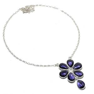 Collar Chapado en plata 925 con forma de pera amatista púrpura para mujer, collar de cadena bohemio, collar de boda, regalos para ella - Product Image 5