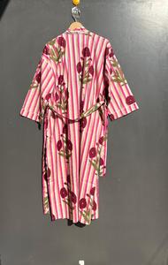 Vestido Kimono Informal de Algodón Hecho a Mano en India, Cuello en V, Mangas Largas, Estampado Floral, Ropa de Playa para Vacaciones de Verano, Otoño y Primavera - Estilo Bikini - Product Image 6