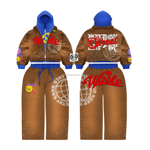 Conjunto de Chándal Unisex Personalizado de Neopreno, Sudadera Lisa Holgada con Capucha y Pantalones de Chándal - Product Image 1