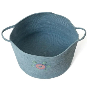 Nouvelle arrivée la plus vendue corde en pur coton tissée avec poignée panier de rangement de taille personnalisée pour les accessoires de bureau à domicile utilisation déco - Product Image 1