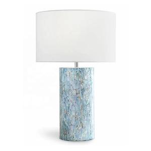 Premium Mother of Pearl Table <b>Lamp</b> with Decorative Tile Pattern Without <b>Shade</b> Stylish Bedside Nightstand Wedding Home Lighting - Product Image 3