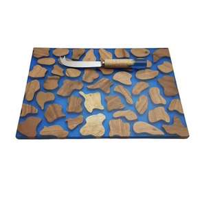 Tabla de queso Rectangular de mármol natural y madera, caja de regalo de corte incluida, más MANGO, bloques de cortar cuadrados rectangulares - Product Image 2