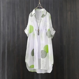 Camisas de mujer impresas informales personalizadas 100% algodón orgánico camisa al por mayor diseño elegante camisas de verano para mujer - Product Image 5