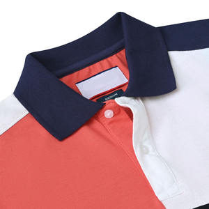 Polo de rugby de bloque de color para hombre al por mayor con diseño de panel de empalme logotipo personalizado ropa de calle Camisetas De Polo de manga corta para hombre - Product Image 2