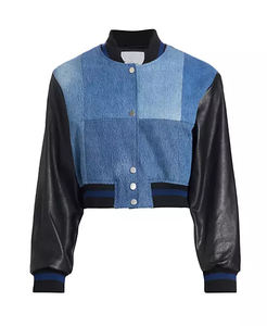 Qualité supérieure 100% laine femmes Varsity Baseball veste culture Slim Fit Logo personnalisé col rabattu grande taille traitement personnalisé - Product Image 1