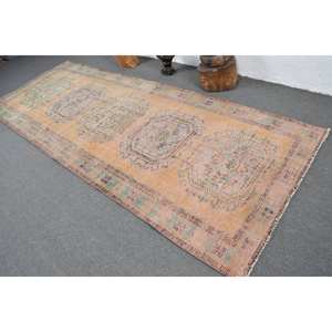 Tapis Turc Vintage Beige Vert 4.4 X 11.3ft Grande Surface Patchwork Design Laine Seagrass Matériel Latex Support pour Couloir Chambre - Product Image 4