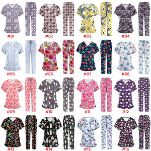 Vêtements médicaux de qualité supérieure, hauts de travail en tissu extensible/polyester personnalisés, imprimés, unisexes, motif de dessin animé de Noël - Product Image 5
