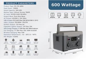 Centrale solaire extérieure 600W pour la maison et le camping, la randonnée et le confort avec une capacité légère - Product Image 3