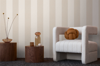 Papier peint non tissé moderne fabriqué en Allemagne, rouleaux à rayures blancs, bruns, beiges, très résistant à l'usure, pour salon, cuisine