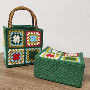 Women's Casual Summer Beach Tote Handmade Straw <b>Bag</b> Bamboo Zipper Closure Polyester Flower <b>Wicker</b> Big Two Rattan <b>Bag</b> Girls - Product Image 2
