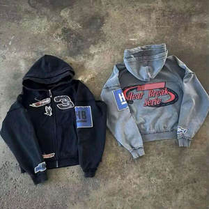 Sweat à capuche pour homme avec logo personnalisé, vêtements d'hiver, broderie délavée au soleil, molleton français délavé, respirant, poche, pull-over 100% coton - Product Image 2