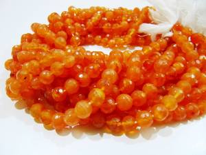Natural Carnelian 7mm Round Faceted <b>Beads</b> 10 Inches Loose Crystal Strand Size - Product Image 2