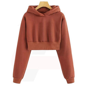 Venta al por mayor de sudaderas recortadas con logotipo personalizado para mujer, Sudadera con capucha corta de algodón para mujer, superventas de talla grande, diseño OEM personalizado - Product Image 1