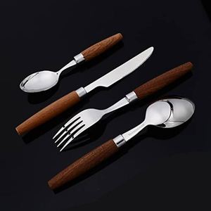 Natural Stainless Steel & Wood Flatware Durable metal and natural materials for an organic table. - Product Image 1