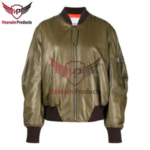 Chaqueta de cuero puro de diseño de moda de alta calidad para mujer, chaqueta Bomber de cuero para motocicleta para mujer - Product Image 2