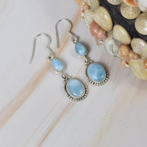 High Quality <b>Dangle</b> <b>Earrings</b> Jewelry for Women and Girls <b>Fine</b> Collection for Gifts Larimar Gemstone 925 Solid Sterling Silver - Product Image 4