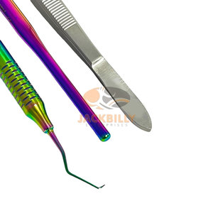 ชุดอุปกรณ์ทันตกรรมพื้นฐานทำจากเหล็กเคลือบสีรุ้งชุดเครื่องมือมีที่จับแบบกลวงที่ผ่านการฆ่าเชื้อแล้วประกอบด้วยที่ปิดปาก - Product Image 6