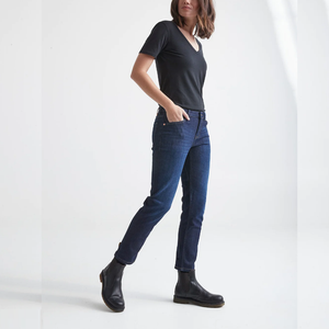 Jean déchiré évasé en denim biologique noir respirant et écologique pour femme, style skinny hip-hop, pantalon décontracté - Product Image 6
