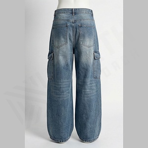 Jeans baggy pour homme, pantalon en denim à jambes larges délavé, pantalon décontracté à coupe ample, streetwear, meilleurs prix, couleur personnalisée, vente en gros - Product Image 2