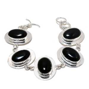 Pulsera de piedras preciosas de ónix negro, pulsera de plata de ley 925, pulsera de piedras preciosas, pulsera de piedras preciosas populares, joyería de plata, - Product Image 2