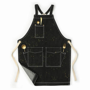 Tablier de barbier à dos croisé de qualité supérieure tabliers à bavette avec sangles en cuir tablier réglable avec poches - Product Image 1