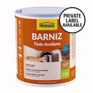 Barniz para Madera Interior Personalizable, a Base de Agua, Acabado Satinado, Color Avellana, Bajo VOC, Sin Solventes, 750 ml. - Product Image 2