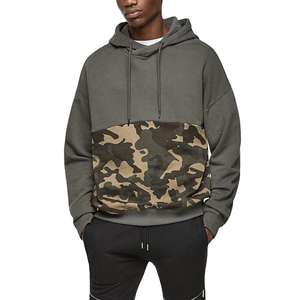Sweat à capuche réversible pour homme 2025, tissage inversé, camouflage, contraste, molleton de coton, pull-over vierge, couture personnalisée - Product Image 1