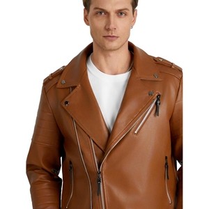 เสื้อแจ็คเก็ตหนัง PU สำหรับผู้ชาย ทรงเข้ารูป สวมใส่สบาย ผลิตจากโรงงาน ขายดีที่สุด มีไซส์พลัส - Product Image 3