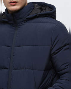 Blouson matelassé unisexe bleu à col montant PAKISTAN TANNERY, style hiver décontracté, fermeture éclair, toile respirante, teinture unie, service OEM - Product Image 2