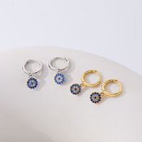 Juego de Joyería Vintage de Plata de Ley 925 con Circonita, Ojo Turco Azul de la Suerte, Aretes, Pulseras, Collar y Anillos para Mujer