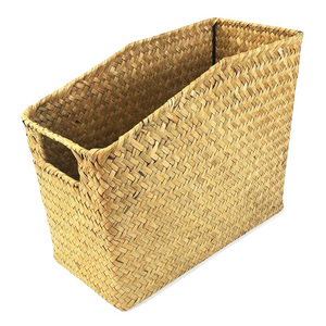 Divided seagrass file stand sustainable raffia magazine container desktop office table accessories - Product Image 6