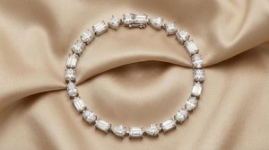Pulsera de tenis de moissanita de plata de ley con baño de rodio, de formas múltiples, 5 cortes, formas mixtas, apilable, regalo de boda, fiesta, diamante - Product Image 3