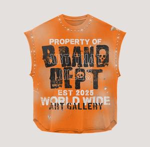 Nouveau design 2025 fabrication en usine ensemble de shorts sans manches sérigraphiés personnalisés 100% coton ensemble de shorts d'été pour hommes de style vintage - Product Image 4