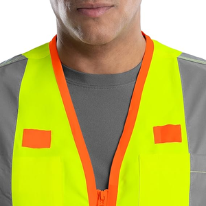 Gilet de sécurité à haute visibilité avec fermeture éclair sur le devant et bandes réfléchissantes - Product Image 3