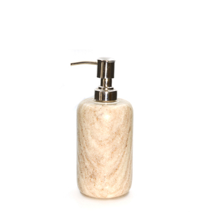 Excellent distributeur de salle de bain en marbre brun naturel Pompe à savon en pierre élégante et robuste Accessoire de vanité haut de gamme - Product Image 1